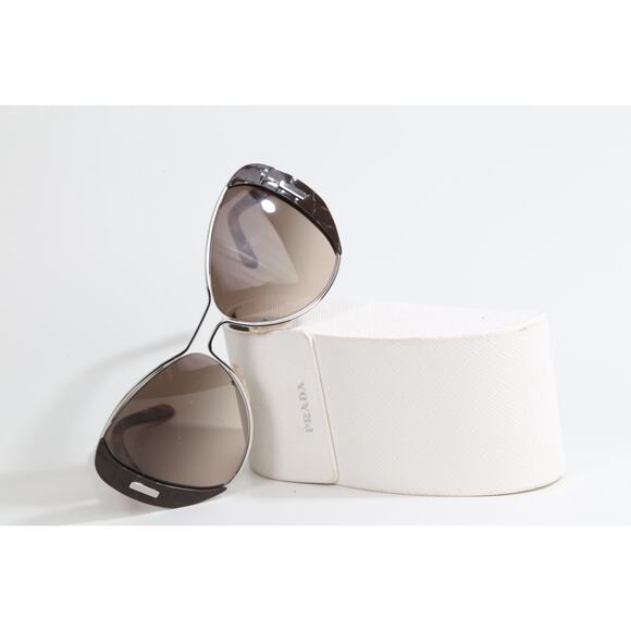 PRADA SPR60S Brown Silver Orange Gradient Sunglasses Aviator Designer Unisex - Picture 3 of 13